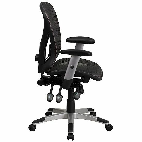 Emma+Oliver Emma And Oliver Mid-Back Transparent Gray Mesh Multifunction Ergonomic Office Chair - Arms 5 Emma+Oliver Emma And Oliver Mid-Back Transparent Gray Mesh Multifunction Ergonomic Office Chair - Arms - Image 5