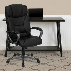 Alternative view of Emma+Oliver Emma And Oliver High Back Black LeatherSoft Executive Swivel Office Chair With Lip Edge Base