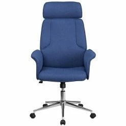 Emma+Oliver Emma And Oliver High Back Blue Fabric Swivel Office Chair Fully Upholstered Arms Black -Emma+Oliver shop unnamed file 6616