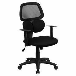 Emma+Oliver Emma And Oliver Mid-Back Black Mesh Swivel Task Dual Flex Lumbar Support Office Chair