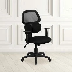Alternative view of Emma+Oliver Emma And Oliver Mid-Back Black Mesh Swivel Task Dual Flex Lumbar Support Office Chair