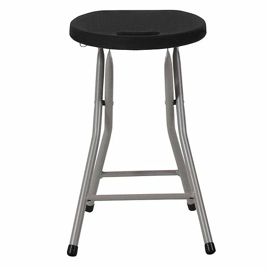 Emma+Oliver Emma And Oliver 2 Pack Foldable Portable Stool With Black Plastic Seat And Titanium Gray Frame 4 Emma+Oliver Emma And Oliver 2 Pack Foldable Portable Stool With Black Plastic Seat And Titanium Gray Frame - Image 4
