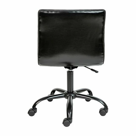 Emma+Oliver Emma And Oliver Low Back Designer Armless Light Gray Ribbed Swivel Task Office Chair Brown Vinylblack Frame 5 Emma+Oliver Emma And Oliver Low Back Designer Armless Light Gray Ribbed Swivel Task Office Chair Brown Vinylblack Frame - Image 5