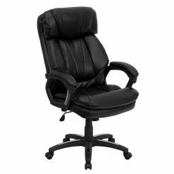 Emma+Oliver Emma And Oliver High Back Black LeatherSoft Extensive Padding Swivel Ergonomic Office Arm Chair