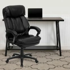 Alternative view of Emma+Oliver Emma And Oliver High Back Black LeatherSoft Extensive Padding Swivel Ergonomic Office Arm Chair