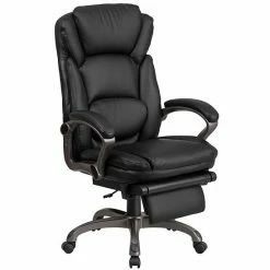 Emma+Oliver Emma And Oliver High Back Black LeatherSoft Reclining Ergonomic Outer Lumbar Swivel Office Chair