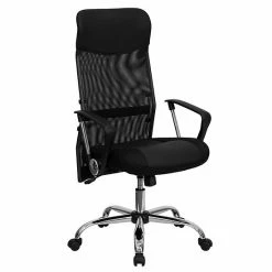 Emma+Oliver Emma And Oliver High Back Black Leather And Mesh Swivel Task Office Chair With Arms