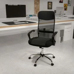 Alternative view of Emma+Oliver Emma And Oliver High Back Black Leather And Mesh Swivel Task Office Chair With Arms