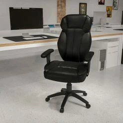 Alternative view of Emma+Oliver Emma And Oliver High Back Black LeatherSoft Multifunction Ergonomic Office Chair, Lumbar Knob