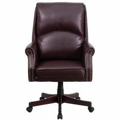 Emma+Oliver Emma And Oliver High Back Pillow Back Burgundy LeatherSoft Swivel Office Chair With Arms Brown -Emma+Oliver shop unnamed file 6674