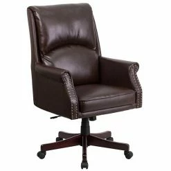 Emma+Oliver Emma And Oliver High Back Pillow Back Burgundy LeatherSoft Swivel Office Chair With Arms Brown -Emma+Oliver shop unnamed file 6676