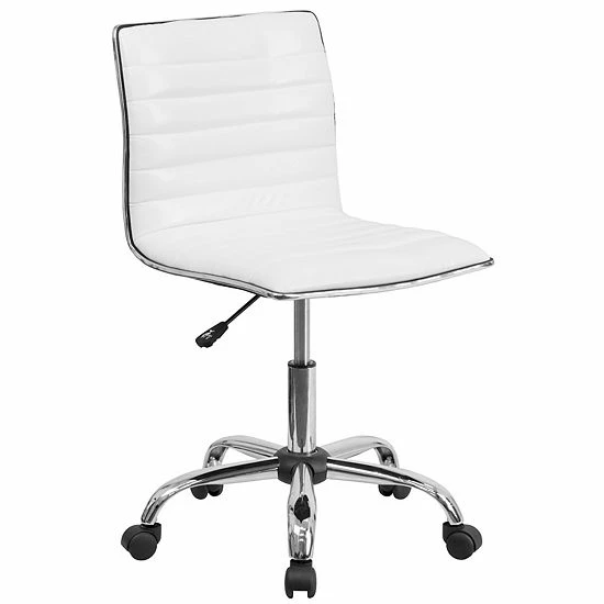 Emma+Oliver Emma And Oliver Low Back Designer Armless Light Gray Ribbed Swivel Task Office Chair Brown Vinylblack Frame 10 Emma+Oliver Emma And Oliver Low Back Designer Armless Light Gray Ribbed Swivel Task Office Chair Brown Vinylblack Frame - Image 10