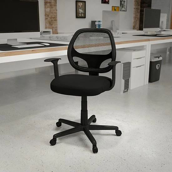Emma+Oliver Emma And Oliver Mid-Back Black Mesh Swivel Ergonomic Task Office Chair - Arms, BIFMA Certified 2 Emma+Oliver Emma And Oliver Mid-Back Black Mesh Swivel Ergonomic Task Office Chair - Arms, BIFMA Certified - Image 2