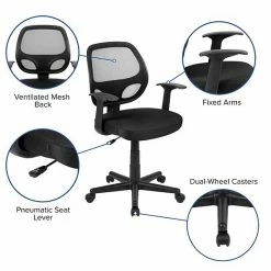 Emma+Oliver Emma And Oliver Mid-Back Black Mesh Swivel Ergonomic Task Office Chair - Arms, BIFMA Certified 8 Emma+Oliver Emma And Oliver Mid-Back Black Mesh Swivel Ergonomic Task Office Chair - Arms, BIFMA Certified -Emma+Oliver shop unnamed file 6690