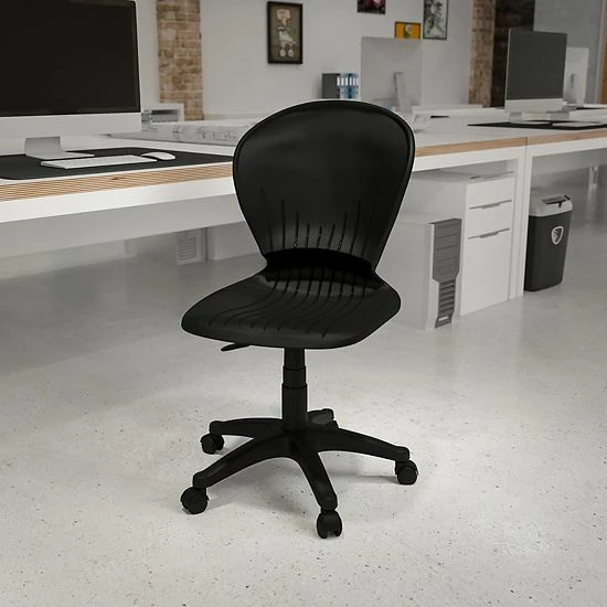 Emma+Oliver Emma And Oliver Low Back Black Plastic Swivel Task Office Chair 2 Emma+Oliver Emma And Oliver Low Back Black Plastic Swivel Task Office Chair - Image 2