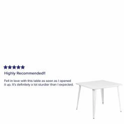 Emma+Oliver Emma And Oliver Commercial Grade 35.5" Square Silver Metal Indoor-Outdoor Table White -Emma+Oliver shop unnamed file 6703