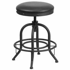 Emma+Oliver Emma And Oliver 24" Counter Height Stool With Swivel Lift Black LeatherSoft Seat