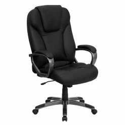 Emma+Oliver Emma And Oliver High Back Black LeatherSoft Swivel Office Chair With Titanium Nylon Base