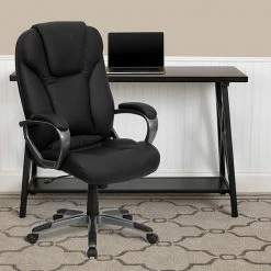 Alternative view of Emma+Oliver Emma And Oliver High Back Black LeatherSoft Swivel Office Chair With Titanium Nylon Base