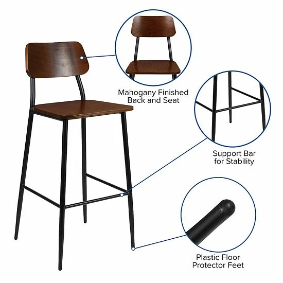 Emma+Oliver Emma and Oliver Industrial Barstool with Gunmetal Steel Frame and Rustic Wood Seat Emma+Oliver Emma And Oliver Industrial Barstool With Gunmetal Steel Frame And Rustic Wood Seat -Emma+Oliver shop unnamed file 6722