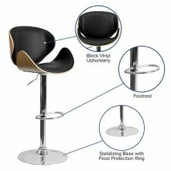 Emma+Oliver Emma And Oliver Walnut Bentwood Adjustable Height Barstool With Curved Back Beech -Emma+Oliver shop unnamed file 6727