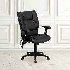 Emma+Oliver Emma And Oliver Mid-Back Ergonomic Massage Black LeatherSoft Executive Arm Office Chair 1 Emma+Oliver Emma And Oliver Mid-Back Ergonomic Massage Black LeatherSoft Executive Arm Office Chair -Emma+Oliver shop unnamed file 6738