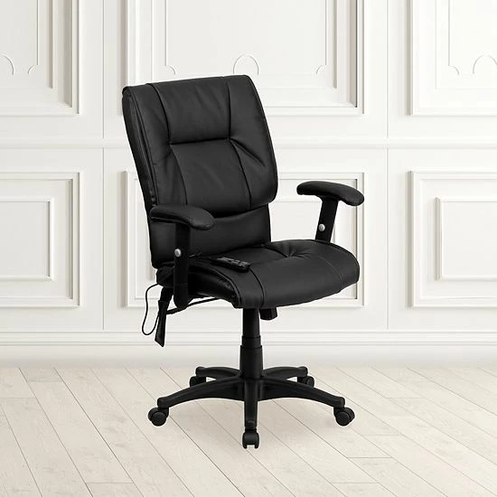Emma+Oliver Emma and Oliver Mid-Back Ergonomic Massage Black LeatherSoft Executive Arm Office Chair Emma+Oliver Emma And Oliver Mid-Back Ergonomic Massage Black LeatherSoft Executive Arm Office Chair -Emma+Oliver shop unnamed file 6738