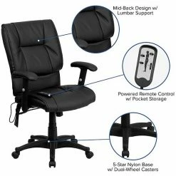 Emma+Oliver Emma And Oliver Mid-Back Ergonomic Massage Black LeatherSoft Executive Arm Office Chair 2 Emma+Oliver Emma And Oliver Mid-Back Ergonomic Massage Black LeatherSoft Executive Arm Office Chair -Emma+Oliver shop unnamed file 6739