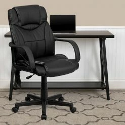 Alternative view of Emma+Oliver Emma And Oliver Mid-Back Ergonomic Massaging Black LeatherSoft Executive Swivel Office Arm Chair