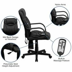 Emma+Oliver Emma And Oliver Mid-Back Ergonomic Massaging Black LeatherSoft Executive Swivel Office Arm Chair -Emma+Oliver shop unnamed file 6744