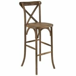 Emma+Oliver Emma And Oliver Dark Antique Wood Cross Back Barstool