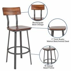 Emma+Oliver Emma And Oliver Rustic Walnut Dining Barstool With Wood Back/Seat & Gray Frame 7 Emma+Oliver Emma And Oliver Rustic Walnut Dining Barstool With Wood Back/Seat & Gray Frame -Emma+Oliver shop unnamed file 6768