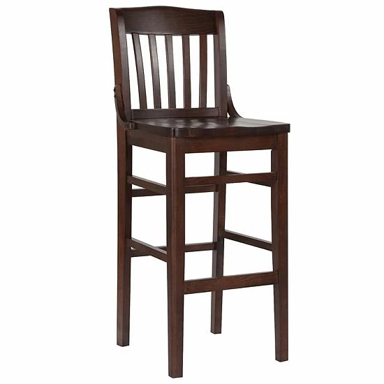 Emma+Oliver Emma and Oliver School House Back Mahogany Wood Barstool Walnut Emma+Oliver Emma And Oliver School House Back Mahogany Wood Barstool Walnut -Emma+Oliver shop unnamed file 6771