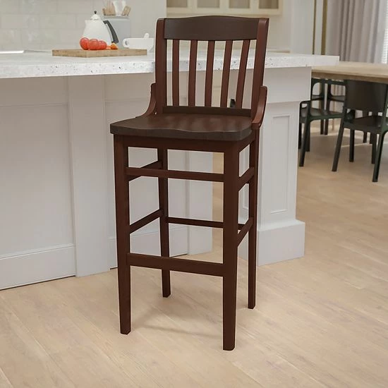 Emma+Oliver Emma and Oliver School House Back Mahogany Wood Barstool Walnut Emma+Oliver Emma And Oliver School House Back Mahogany Wood Barstool Walnut -Emma+Oliver shop unnamed file 6772