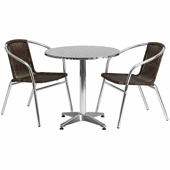 Emma+Oliver Emma and Oliver 27.5" Round Aluminum Table Set-2 Beige Rattan Chairs Dark Brown Emma+Oliver Emma And Oliver 27.5" Round Aluminum Table Set-2 Beige Rattan Chairs Dark Brown -Emma+Oliver shop unnamed file 6777