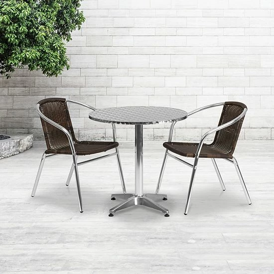 Emma+Oliver Emma and Oliver 27.5" Round Aluminum Table Set-2 Beige Rattan Chairs Dark Brown Emma+Oliver Emma And Oliver 27.5" Round Aluminum Table Set-2 Beige Rattan Chairs Dark Brown -Emma+Oliver shop unnamed file 6778