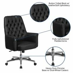 Emma+Oliver Emma And Oliver Mid-Back Traditional Tufted White LeatherSoft Swivel Office Chair With Arms Black 8 Emma+Oliver Emma And Oliver Mid-Back Traditional Tufted White LeatherSoft Swivel Office Chair With Arms Black -Emma+Oliver shop unnamed file 6791