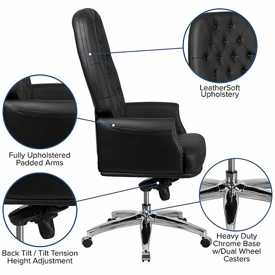 Emma+Oliver Emma And Oliver High Back Traditional Burgundy LeatherSoft Multifunction Ergonomic Office Chair Black 3 Emma+Oliver Emma And Oliver High Back Traditional Burgundy LeatherSoft Multifunction Ergonomic Office Chair Black - Image 3