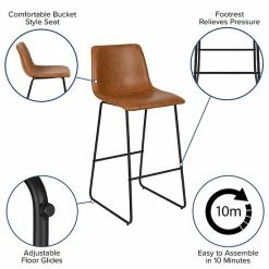 Emma+Oliver Emma And Oliver Set Of 2 Kitchen Bar Height Stool - 30 Inch Dark Brown LeatherSoft Barstool Light Brown -Emma+Oliver shop unnamed file 6812