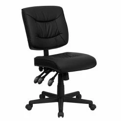 Emma+Oliver Emma And Oliver Mid-Back Black LeatherSoft Multifunction Swivel Ergonomic Task Office Chair