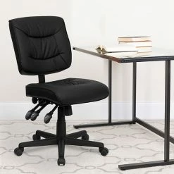 Alternative view of Emma+Oliver Emma And Oliver Mid-Back Black LeatherSoft Multifunction Swivel Ergonomic Task Office Chair