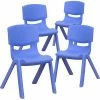 Emma+Oliver Emma And Oliver 4 Pack Green Plastic Stack School Chair With 12" Seat Height - Kids Chair
