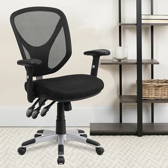 Emma+Oliver Emma And Oliver Mid-Back Black Mesh Multifunction Swivel Ergonomic Task Office Chair - Arms 2 Emma+Oliver Emma And Oliver Mid-Back Black Mesh Multifunction Swivel Ergonomic Task Office Chair - Arms - Image 2