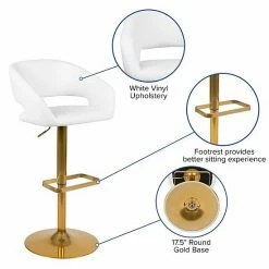 Emma+Oliver Emma And Oliver 2PK Black Vinyl Adjustable Height Barstool With Rounded Mid-Back And Gold Base White -Emma+Oliver shop unnamed file 6828