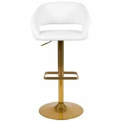 Emma+Oliver Emma And Oliver 2PK Black Vinyl Adjustable Height Barstool With Rounded Mid-Back And Gold Base White -Emma+Oliver shop unnamed file 6829