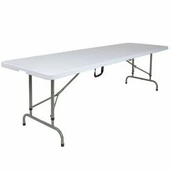 Emma+Oliver Emma And Oliver 8-Foot Height Adjustable Bi-Fold Granite White Plastic Folding Table With Handle