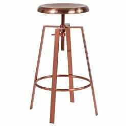 Emma+Oliver Emma And Oliver Industrial Style Barstool With Swivel Lift Seat In Chrome Rose Gold