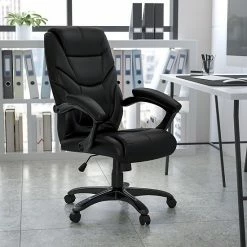 Alternative view of Emma+Oliver Emma And Oliver High Back Black LeatherSoft Executive Ergonomic Office Chair-Arms