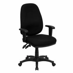 Emma+Oliver Emma And Oliver High Back Black Fabric Executive Ergonomic Office Chair With Adjustable Arms