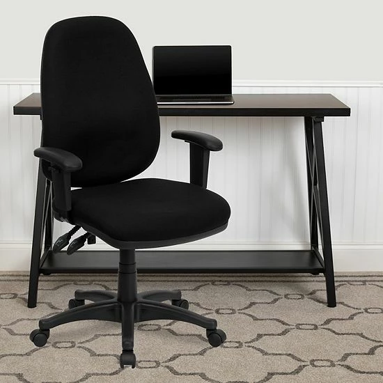 Emma+Oliver Emma And Oliver High Back Black Fabric Executive Ergonomic Office Chair With Adjustable Arms 2 Emma+Oliver Emma And Oliver High Back Black Fabric Executive Ergonomic Office Chair With Adjustable Arms - Image 2
